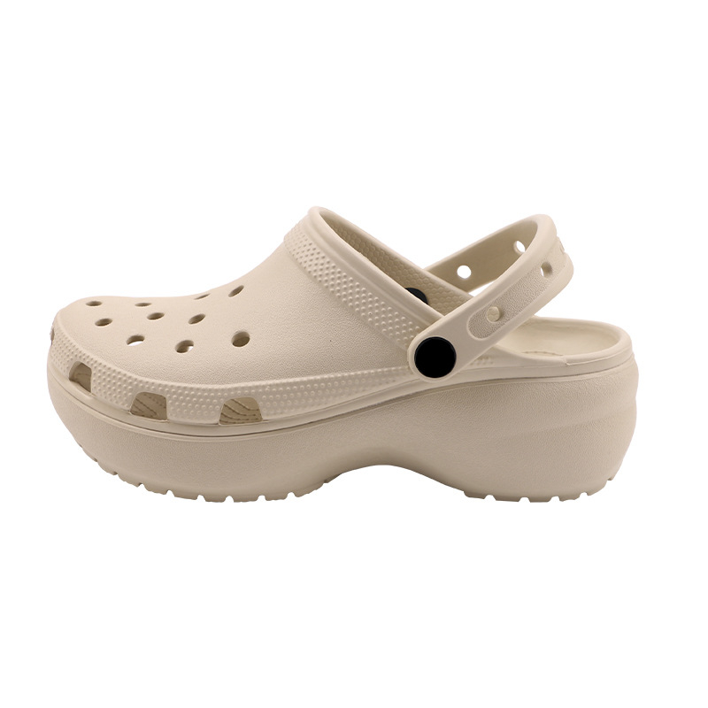 Sandale EVA Crocs pentru femei, cu partea superioară în aspect noros, toc mediu, talpă groasă 4 cm, antiderapante, exterior, vară 2023
