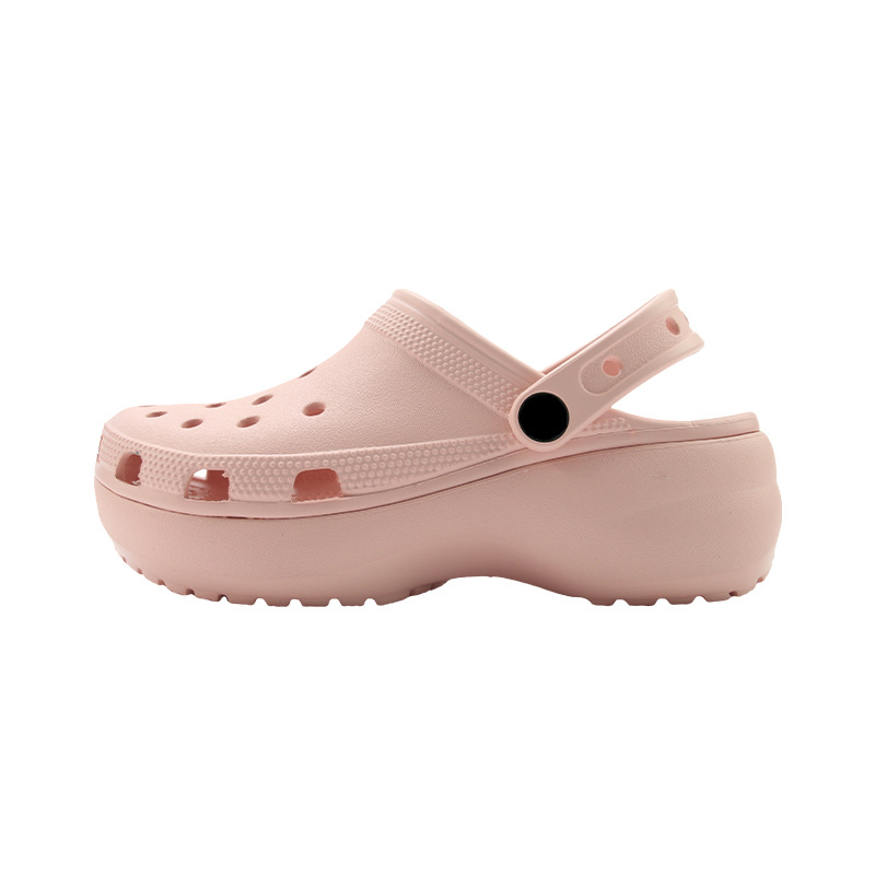 Sandale EVA Crocs pentru femei, cu partea superioară în aspect noros, toc mediu, talpă groasă 4 cm, antiderapante, exterior, vară 2023