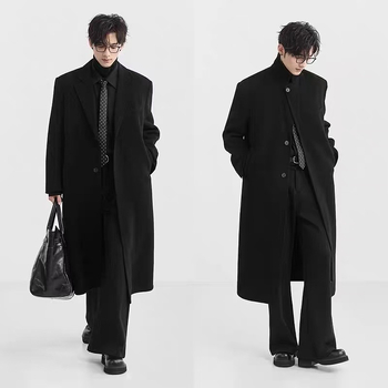 Jachetă lungă pentru bărbați din amestec de bumbac cu 100% poliester, stil Hong Kong, toamnă 2025