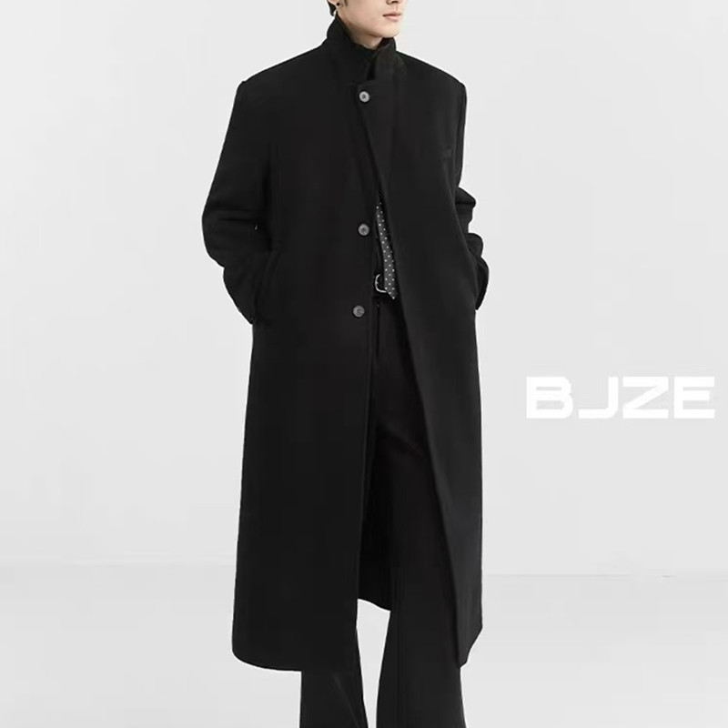 Jachetă lungă pentru bărbați din amestec de bumbac cu 100% poliester, stil Hong Kong, toamnă 2025