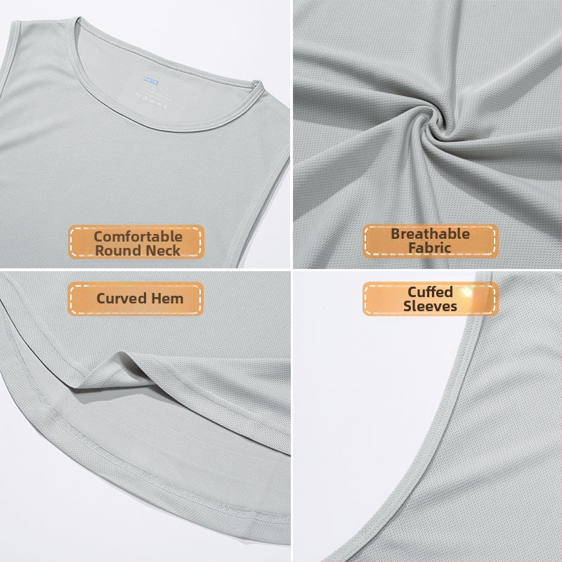 Мъжки спортен потник за бягане – бързосъхнещ, дишащ, 100% полиестер, без ръкави, за лято и пролет