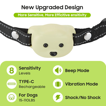 Kutya kiképző nyakörv ugatásgátlóval és vibrációval (ABS anyag, kutyák számára, privát márka)