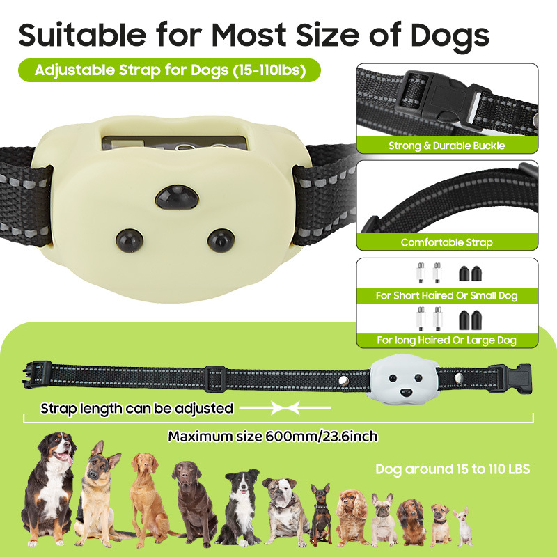 Kutya kiképző nyakörv ugatásgátlóval és vibrációval (ABS anyag, kutyák számára, privát márka)