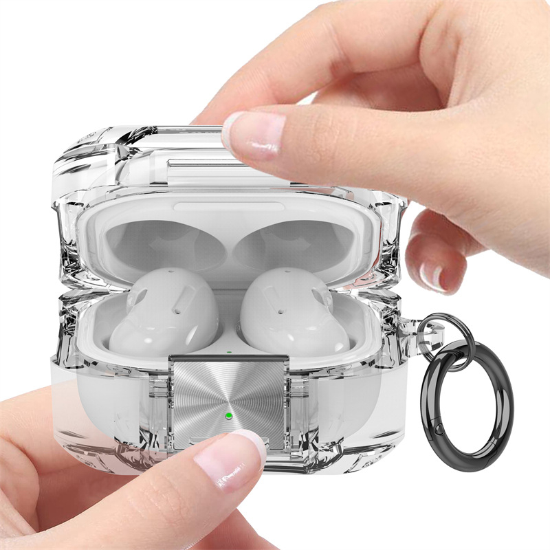 Kućište za Galaxy Buds2 Pro – prozirno, prijenosno; metalna i TPU konstrukcija; elektroplating i injekcijsko lijevanje; podrška prilagodbi; kompatibilno sa Samsungom