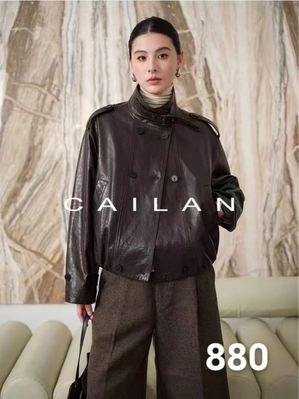 PU kožna jakna za žene, udoban slobodan kroj, dugi rukavi, ovratnik Lapel, casual stil, prednje kopčanje s kopčama