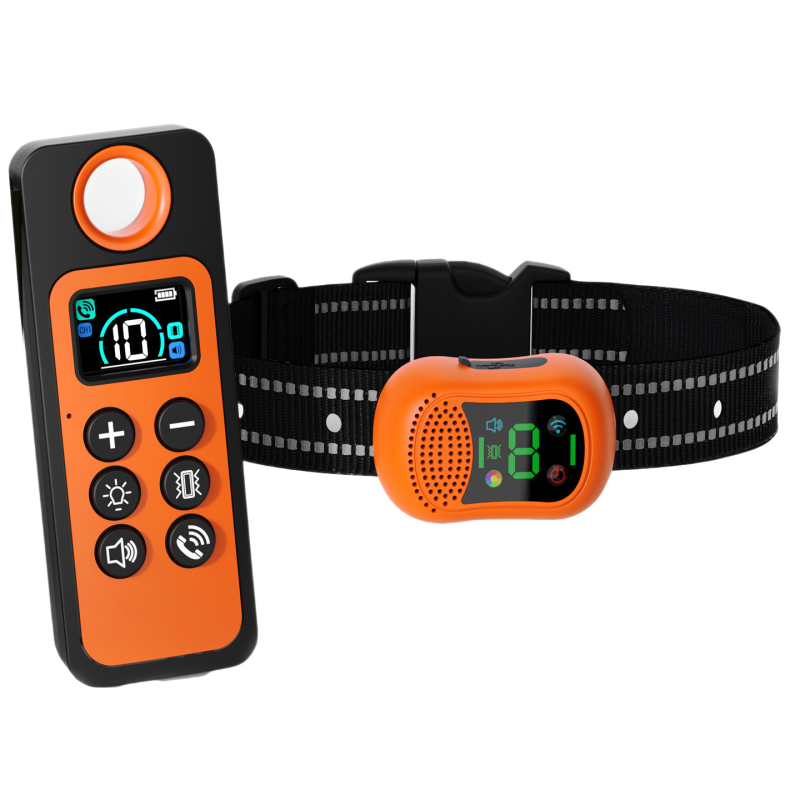 WITPAW Kutyadrező eszköz távirányítással – ultrahang, rezgés, elektromos sokk, interkom és zseblámpa; 1500 m hatótáv; akár 3 kutya