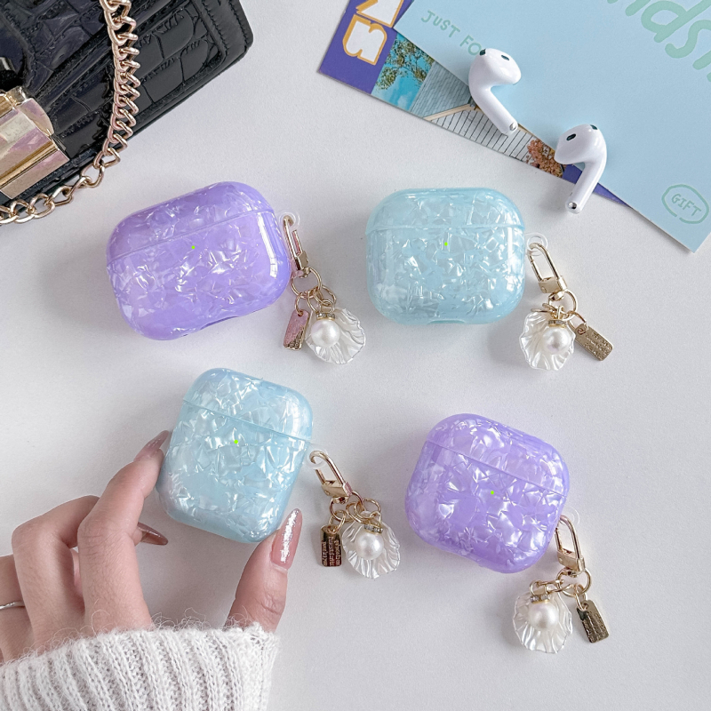 AirPods 3 TPU zaštitna maska s uzorkom kućišta i lančićem s biserom, Apple kompatibilan, ugravirano