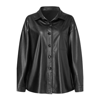 Ženska PU kožna jakna s reverom, dizajn splicing, gradski hipster stil, zatvarač u jednom redu s više kopči, duljina 50–65 cm