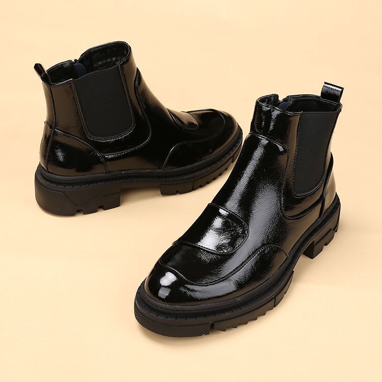 Muške Chelsea čizme s fleece podstavom, nubuk gornji dio, gumena potplat, visok gornji dio s povećanom unutarnjom visinom, protuklizne