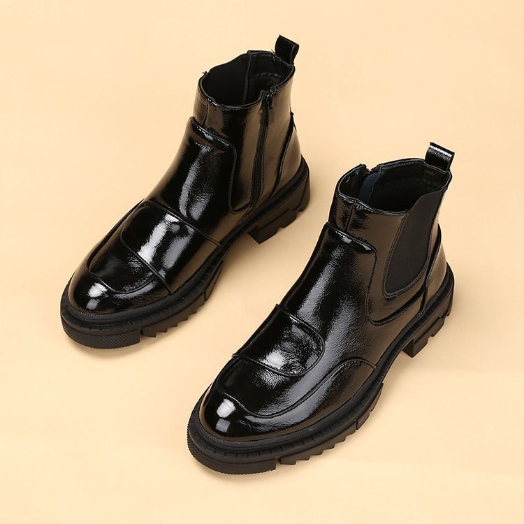 Muške Chelsea čizme s fleece podstavom, nubuk gornji dio, gumena potplat, visok gornji dio s povećanom unutarnjom visinom, protuklizne