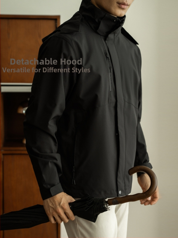 Geacă exterioară funcțională, cu tratament Teﬂon, protecție tripla, guler înalt și fermoar