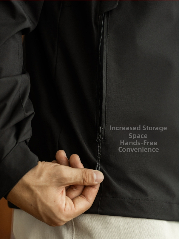 Geacă exterioară funcțională, cu tratament Teﬂon, protecție tripla, guler înalt și fermoar