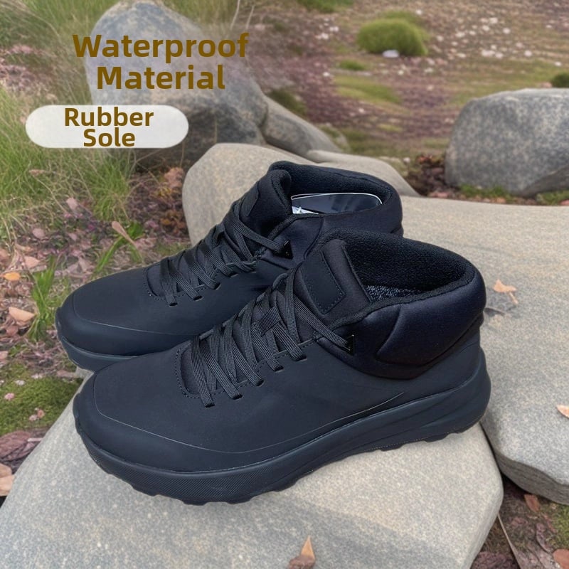 Pantofi de drumeție pentru bărbați, gleznă medie, antiderapante, rezistenți la uzură, talpă moale cu amortizare, partea superioară PU+plasă