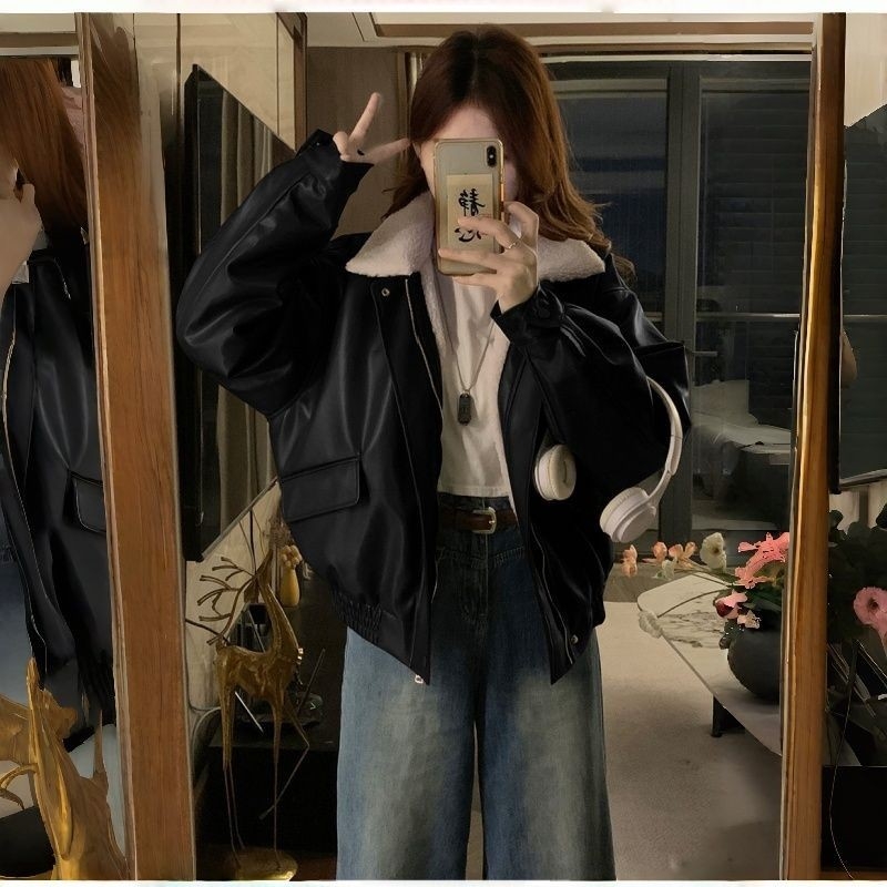 Pukali Kožna jakna/blazer za žene, Stil zrela dama, Polo ovratnik, Chenille tkanina