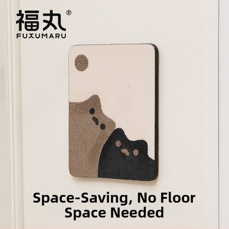 Fukumaru Otporna ploča za grebanje mačaka, zidno postavljanje, vertikalni, od valovitog papira, crtani stil