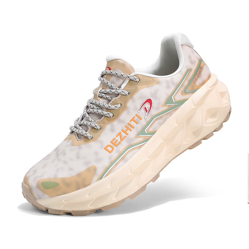 Мъжки обувки за трейл ранинг – леки и дишащи, водоустойчиви, нисък дизайн с връзки, горна част Lycra и гумена подметка за абсорбция на удара