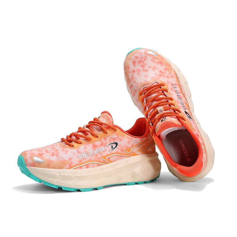 Мъжки обувки за трейл ранинг – леки и дишащи, водоустойчиви, нисък дизайн с връзки, горна част Lycra и гумена подметка за абсорбция на удара