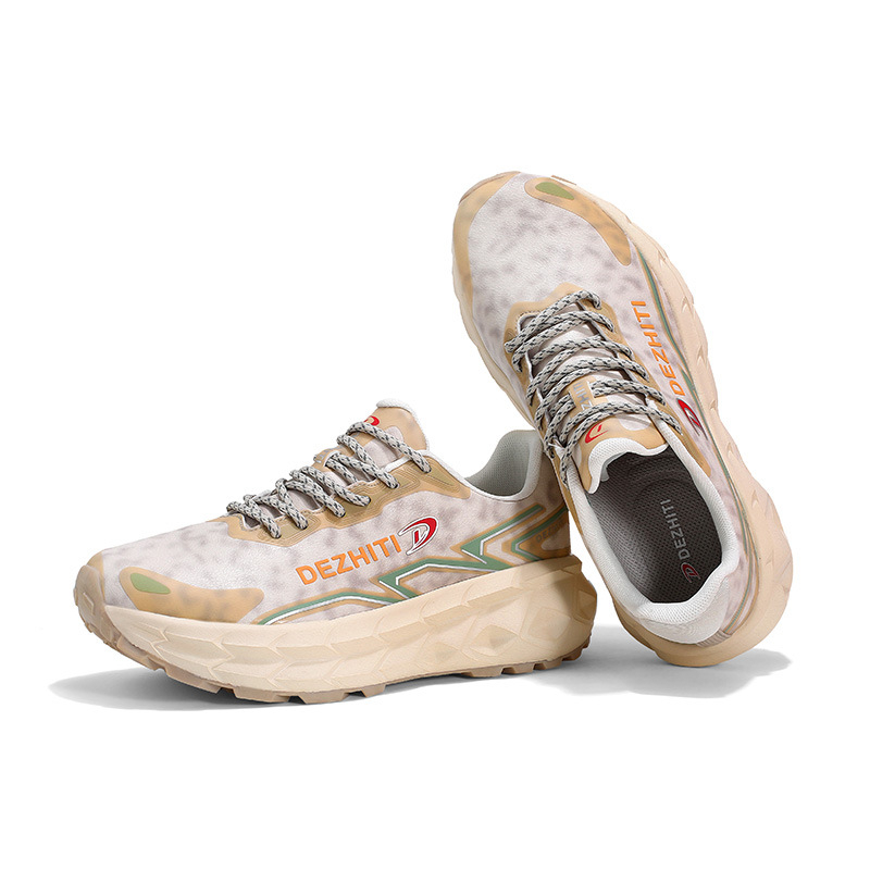 Мъжки обувки за трейл ранинг – леки и дишащи, водоустойчиви, нисък дизайн с връзки, горна част Lycra и гумена подметка за абсорбция на удара