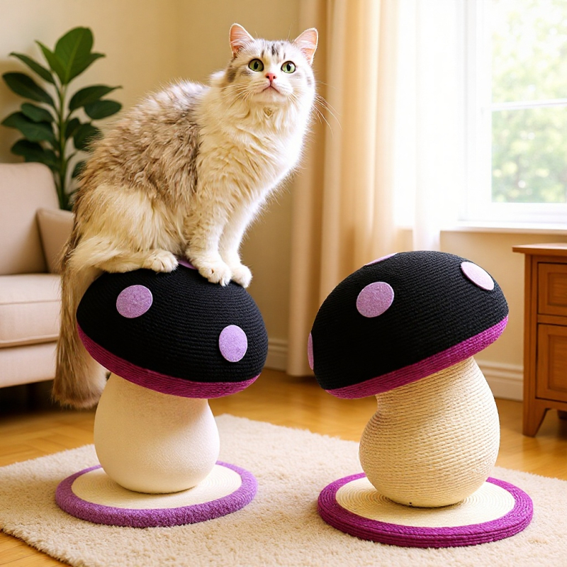 Vertikalni stup za grebanje mačaka, sisal tkanina, otporan na habanje i bez ispadanja vlakana, sladak stil, Kod proizvoda Crooked Mushroom Cat Claw Pillar