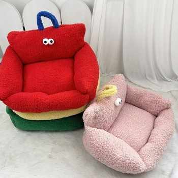 Plush prostirka za kućne ljubimce, prugasti dizajn kauč-stila, prenosno leglo za pse