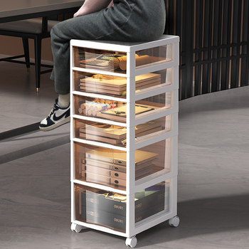 Stalak ispod stola za dokumente s 9+ slojeva — pomični, plastični, postavljen na pod