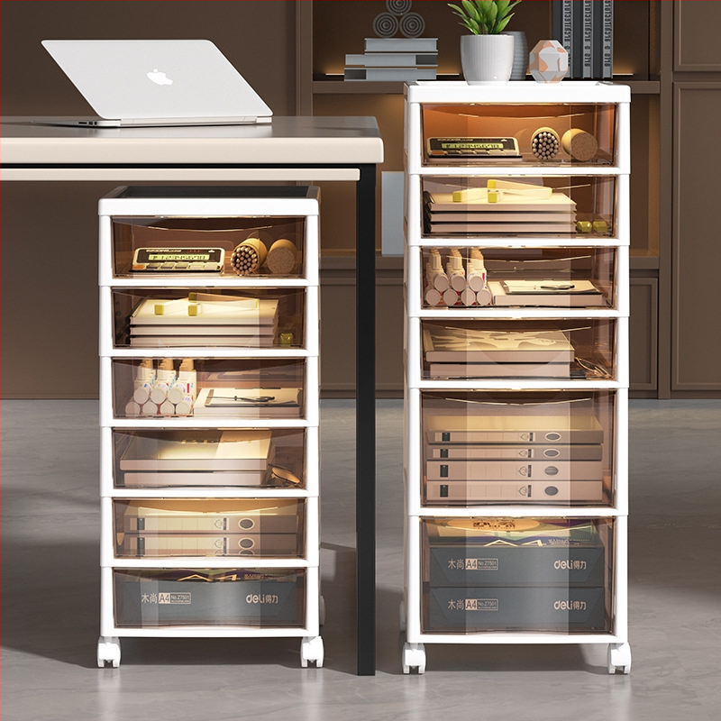 Stalak ispod stola za dokumente s 9+ slojeva — pomični, plastični, postavljen na pod