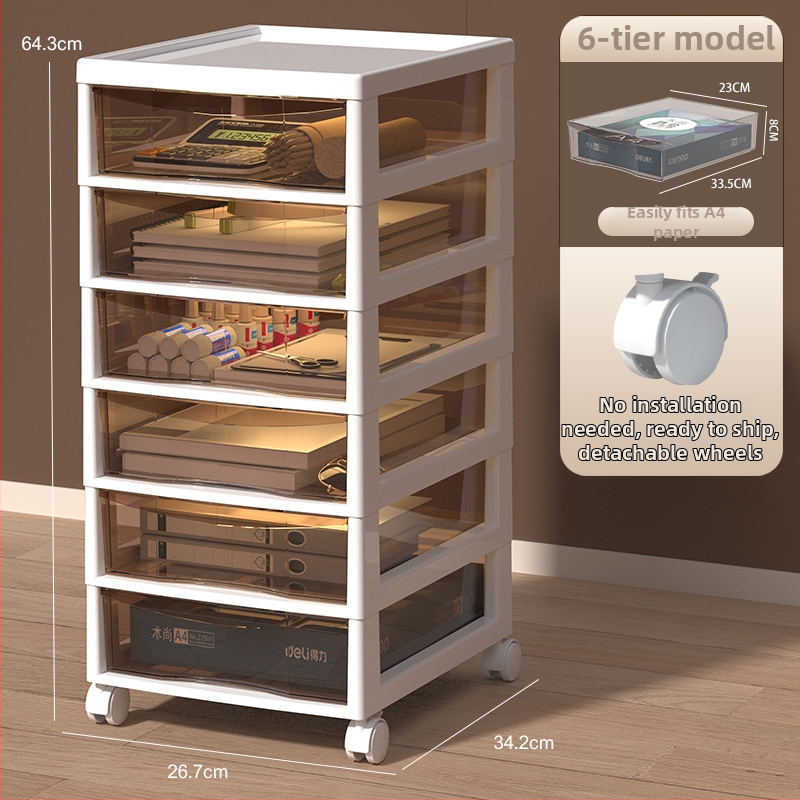 Stalak ispod stola za dokumente s 9+ slojeva — pomični, plastični, postavljen na pod