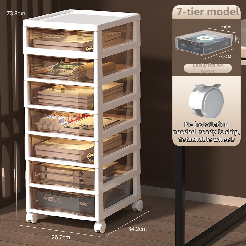 Stalak ispod stola za dokumente s 9+ slojeva — pomični, plastični, postavljen na pod