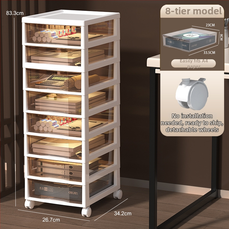 Stalak ispod stola za dokumente s 9+ slojeva — pomični, plastični, postavljen na pod