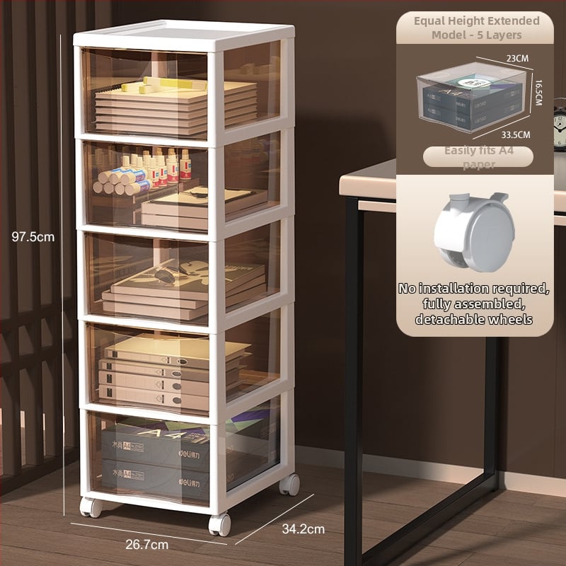 Stalak ispod stola za dokumente s 9+ slojeva — pomični, plastični, postavljen na pod