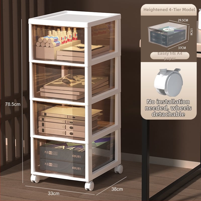 Stalak ispod stola za dokumente s 9+ slojeva — pomični, plastični, postavljen na pod