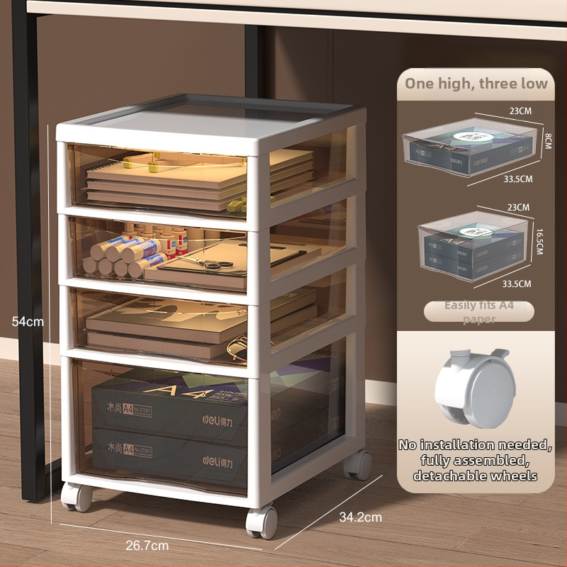 Stalak ispod stola za dokumente s 9+ slojeva — pomični, plastični, postavljen na pod