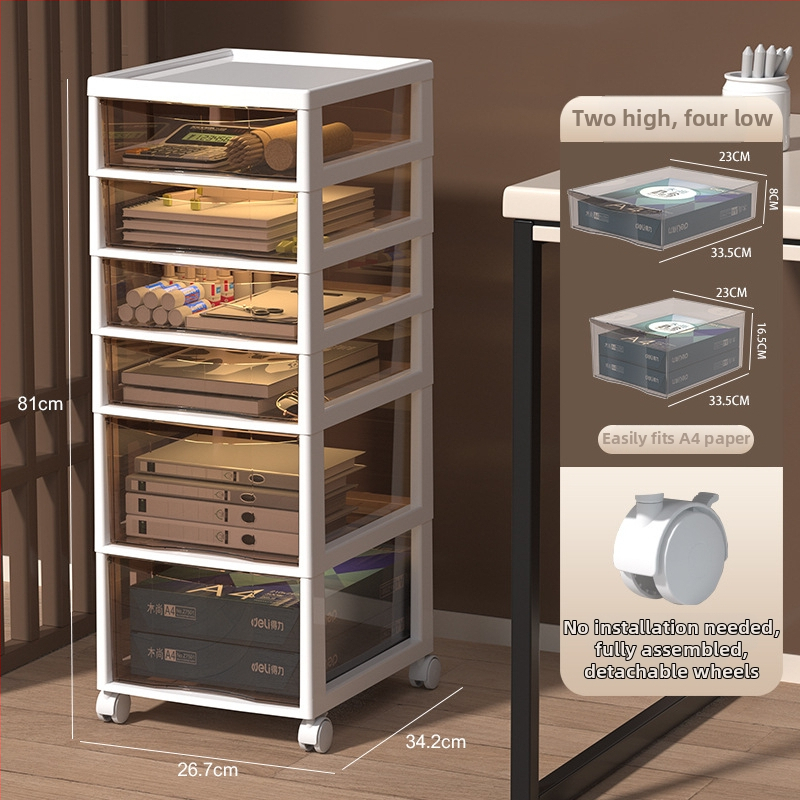 Stalak ispod stola za dokumente s 9+ slojeva — pomični, plastični, postavljen na pod