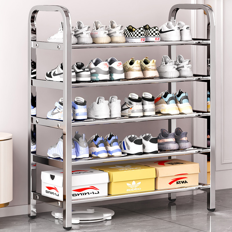 Ράφι παπουτσιών από ανοξείδωτο χάλυβα με πολλές στρώσεις για την είσοδο, μοντέλο 16541231, πάνω από 10 επίπεδα, μοντέρνος μινιμαλιστικός σχεδιασμός