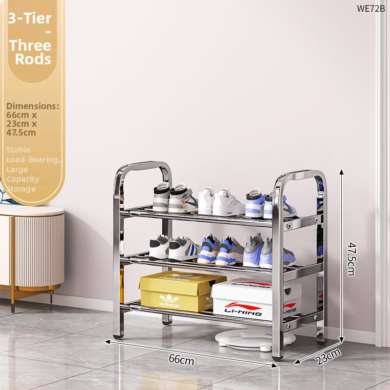 Nerezová oceľová polica na topánky s viacerými úrovňami pre vstupné priestory, model 16541231, viac ako 10 úrovní, moderný minimalistický dizajn