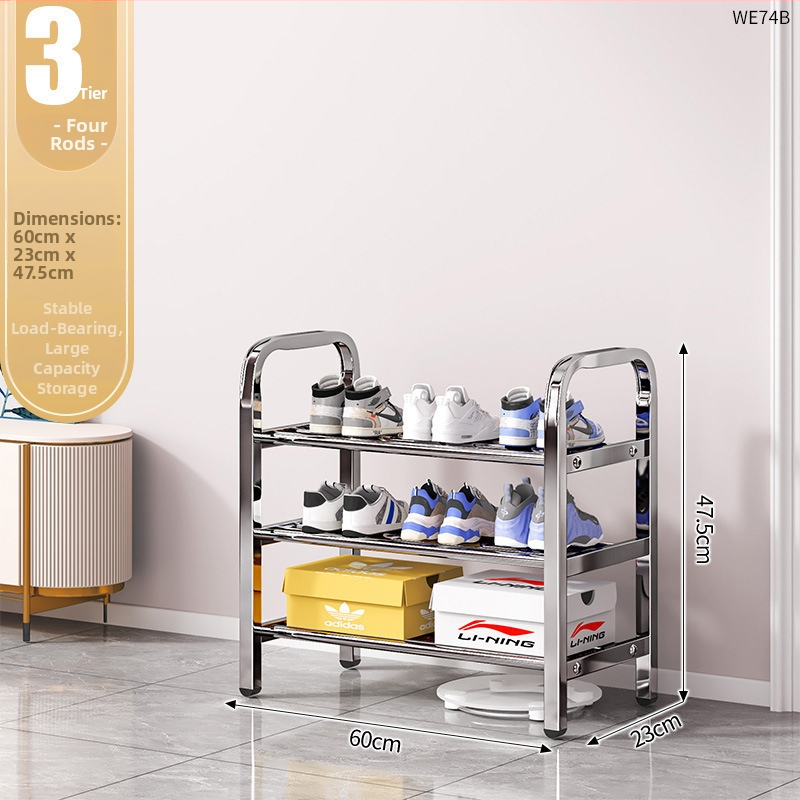 Nerezová oceľová polica na topánky s viacerými úrovňami pre vstupné priestory, model 16541231, viac ako 10 úrovní, moderný minimalistický dizajn