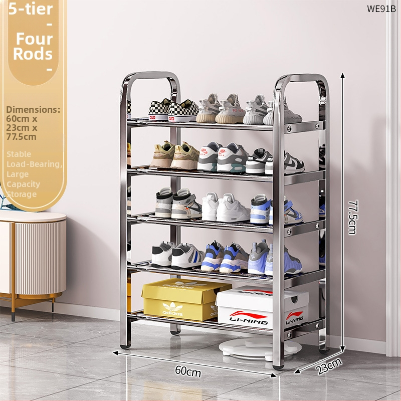 Nerezová oceľová polica na topánky s viacerými úrovňami pre vstupné priestory, model 16541231, viac ako 10 úrovní, moderný minimalistický dizajn