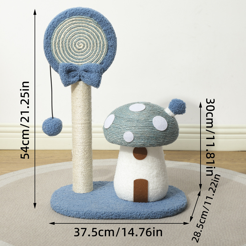 Sisal mačji grebental s crvenom gljivicom na vrhu, zaštita kauča, mali penjački stalak, 1 paket, stil Lovable Wind, za Japan i Koreju