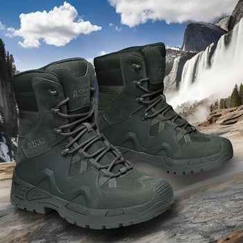 Muške planinarske tenisice: vodootporne, visoki gornji dio, protuklizna gumena potplat, gornji dio od teleće kože i Oxford platna