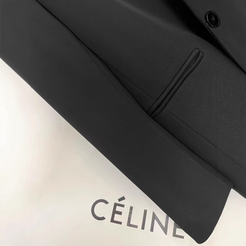 Ženski sako u korejskom stilu, Hepburn stil, ravni kroj, jedno dugme, klasičan ovratnik, dugi rukavi, proljeće i jesen 2025, poliester s 50–70% spandexa, uzorak 29454