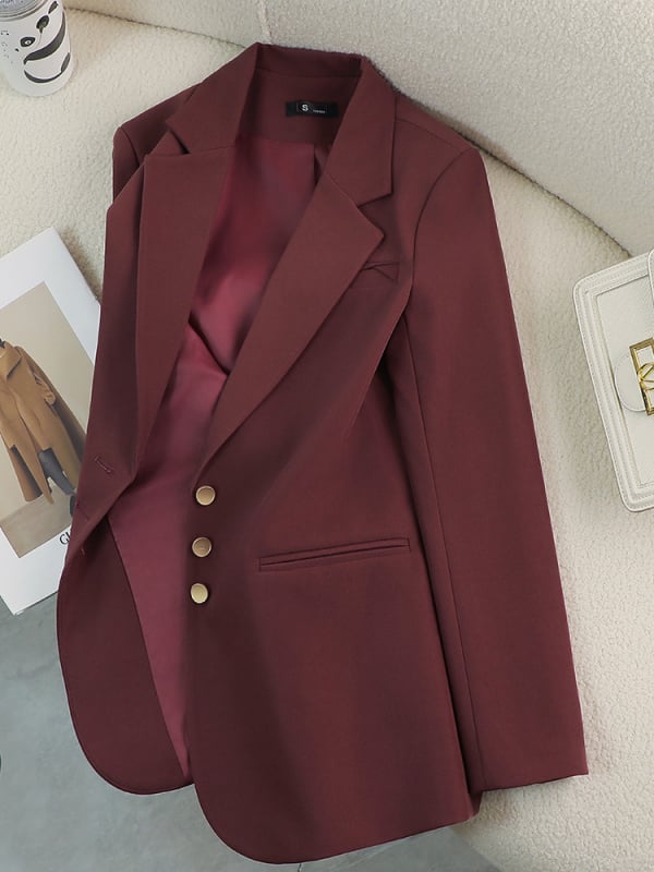 Žensko sako boje šljive, slim fit, standardne duljine, ovratnik odijela, duge rukave