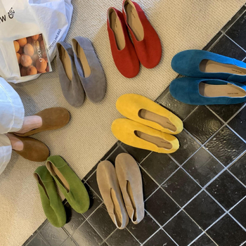 Ženske slip-on cipele s kružnim vrhom, PU gornji dio, gumeni potplat, niski dizajn