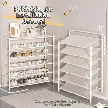 Μεταλλικός αναδιπλούμενος ραφιέρα παπουτσιών, 5 επιπέδων, επιδαπέδιος στήσιμο, κατάλληλος για αθλητικά παπούτσια, μποτάκια και ψηλά τακούνια (Μοντέλο 003)