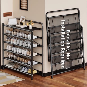 Μεταλλικός αναδιπλούμενος ραφιέρα παπουτσιών, 5 επιπέδων, επιδαπέδιος στήσιμο, κατάλληλος για αθλητικά παπούτσια, μποτάκια και ψηλά τακούνια (Μοντέλο 003)