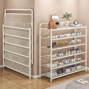 Μεταλλικός αναδιπλούμενος ραφιέρα παπουτσιών, 5 επιπέδων, επιδαπέδιος στήσιμο, κατάλληλος για αθλητικά παπούτσια, μποτάκια και ψηλά τακούνια (Μοντέλο 003)