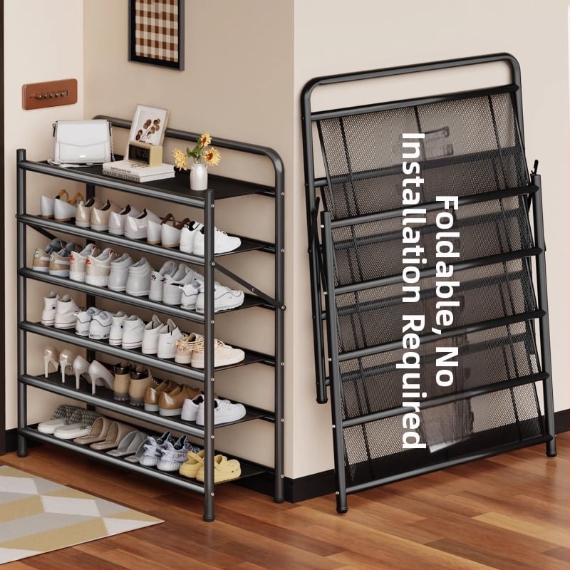 Μεταλλικός αναδιπλούμενος ραφιέρα παπουτσιών, 5 επιπέδων, επιδαπέδιος στήσιμο, κατάλληλος για αθλητικά παπούτσια, μποτάκια και ψηλά τακούνια (Μοντέλο 003)