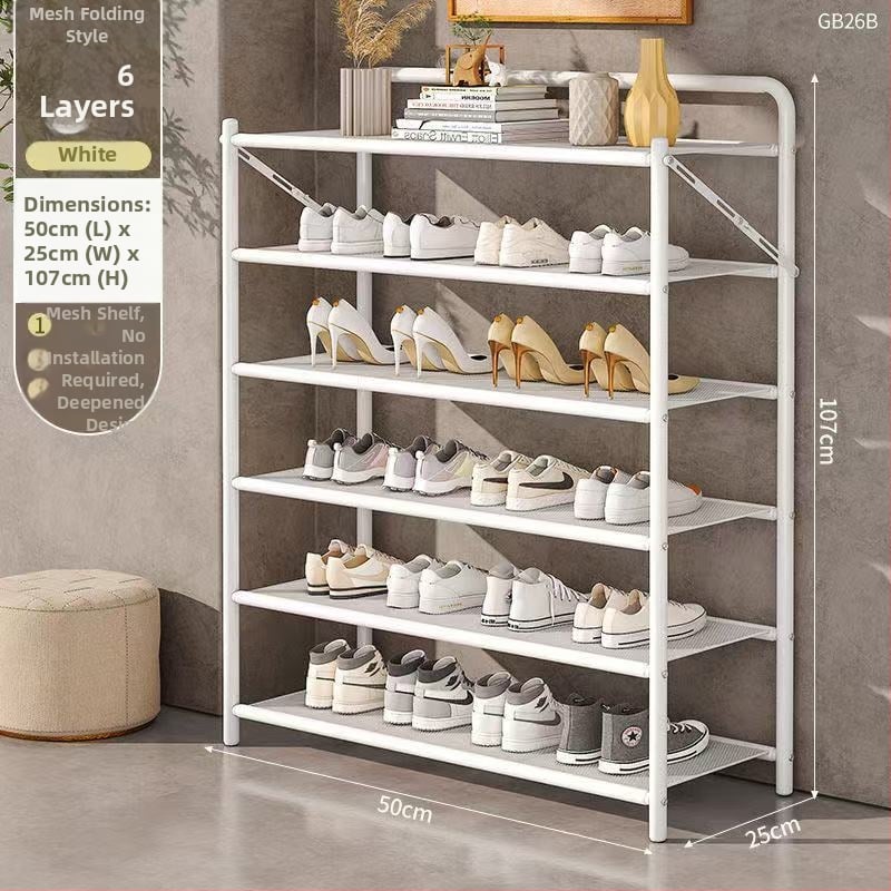 Μεταλλικός αναδιπλούμενος ραφιέρα παπουτσιών, 5 επιπέδων, επιδαπέδιος στήσιμο, κατάλληλος για αθλητικά παπούτσια, μποτάκια και ψηλά τακούνια (Μοντέλο 003)