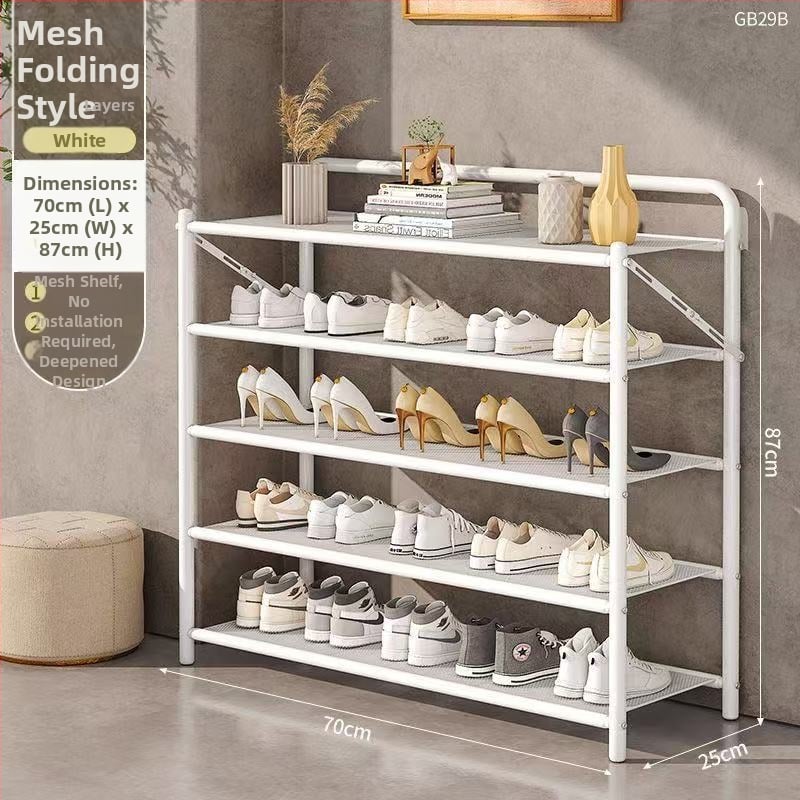 Μεταλλικός αναδιπλούμενος ραφιέρα παπουτσιών, 5 επιπέδων, επιδαπέδιος στήσιμο, κατάλληλος για αθλητικά παπούτσια, μποτάκια και ψηλά τακούνια (Μοντέλο 003)