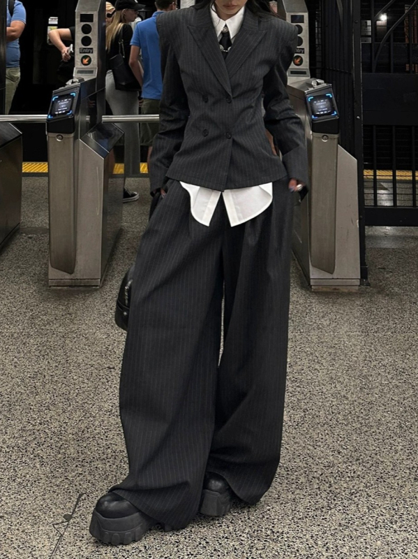 Žensko sako za odijelo s reverom, dvostruko kopčanje, dugi rukav, poliester-bavlna smjesa, elegantan gradski stil, jesen 2025