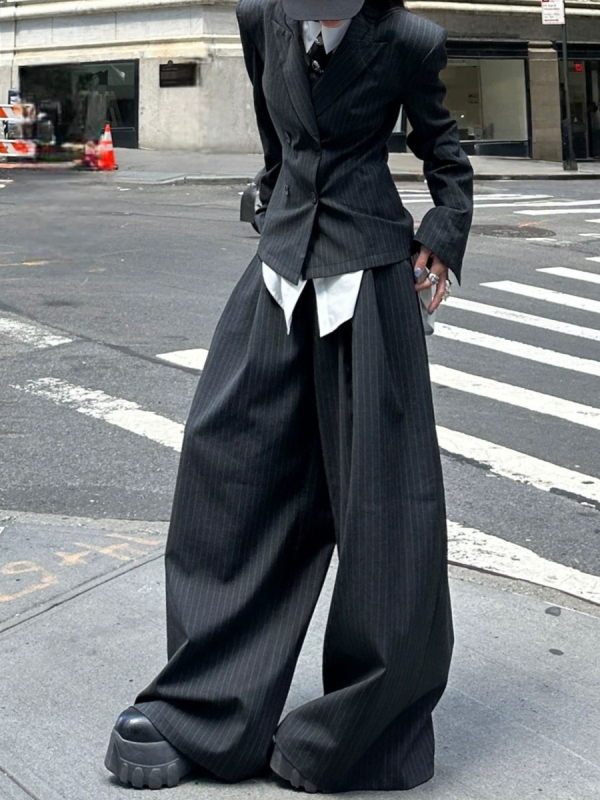 Žensko sako za odijelo s reverom, dvostruko kopčanje, dugi rukav, poliester-bavlna smjesa, elegantan gradski stil, jesen 2025